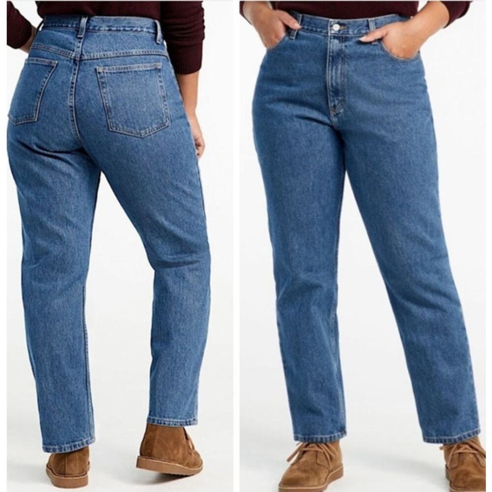 NWOT L.L. Bean Original Fit Straight Leg Relaxed High Rise Jeans Womens Size 12